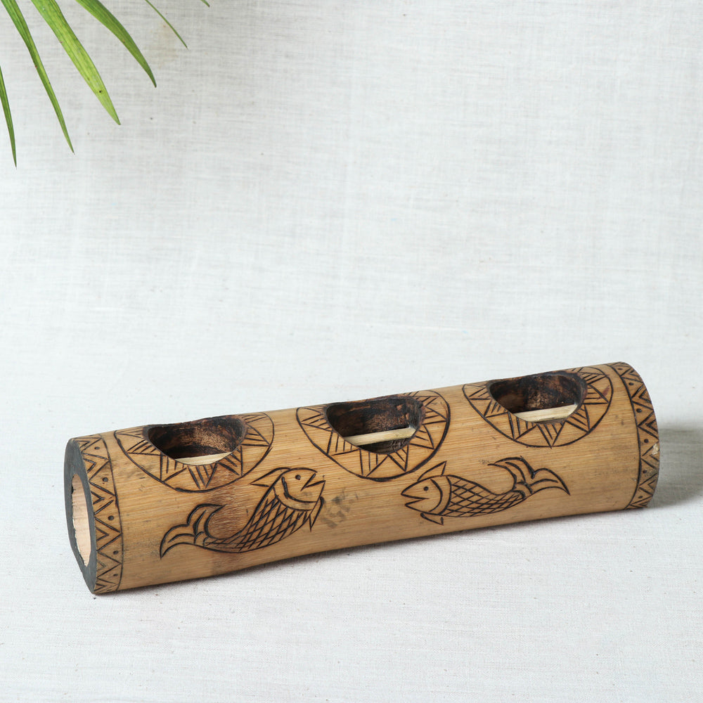 Bamboo Candle Holder - 3 Candle
