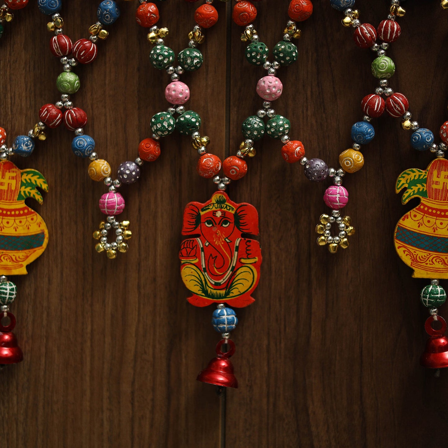 Banaras handpainted heavy wooden & terracotta toran 07