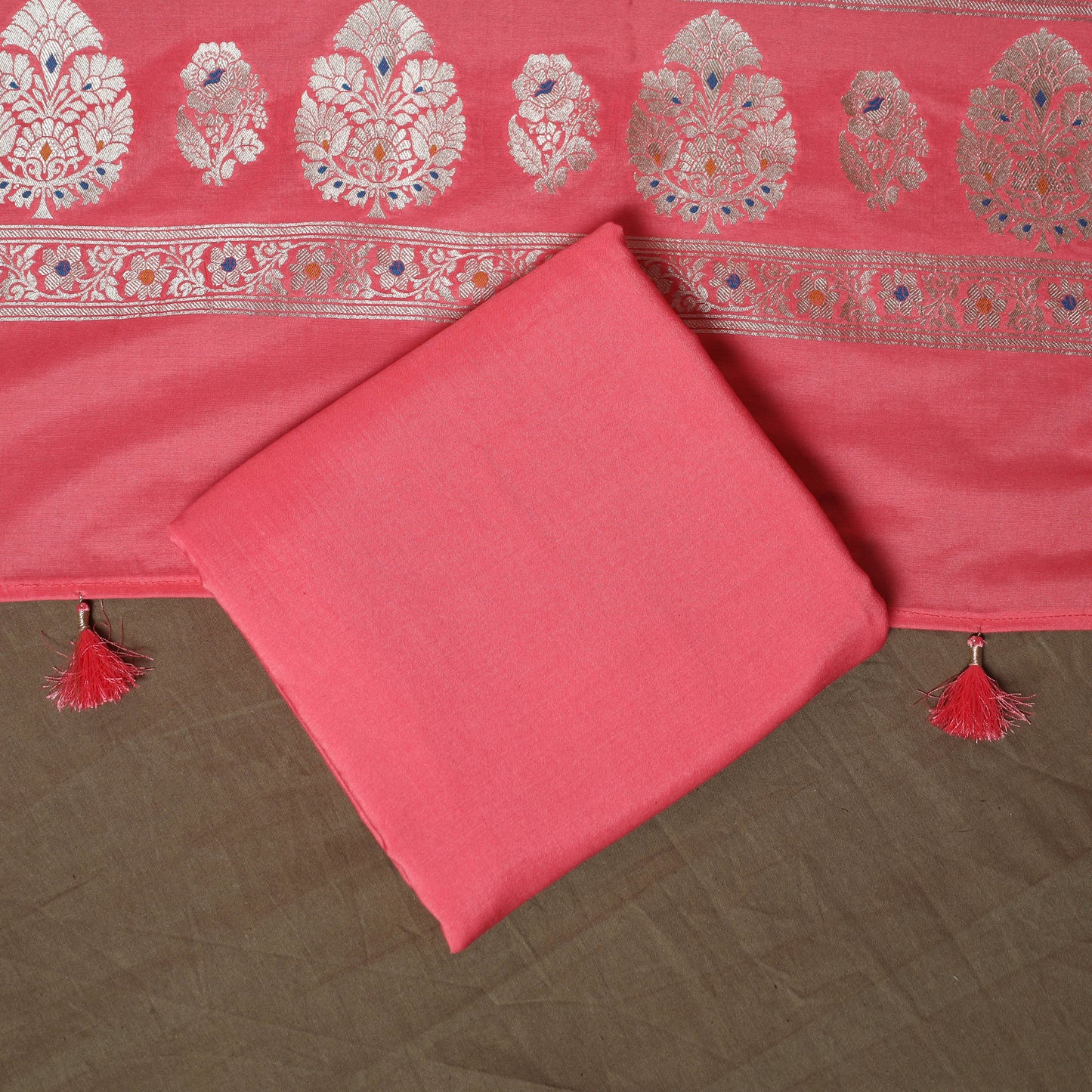 Banarasi weaving chiniya silk 3pc unstitched dress material