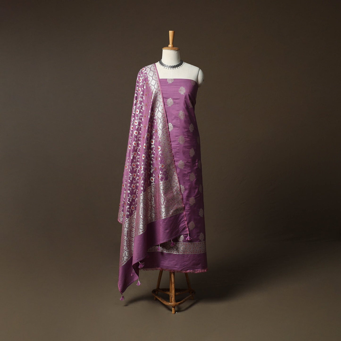 Banarasi weaving chiniya silk 3pc unstitched dress material