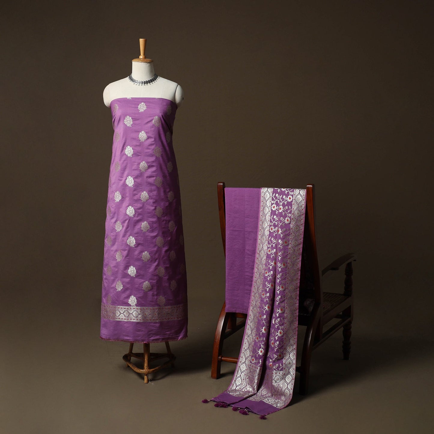 Banarasi weaving chiniya silk 3pc unstitched dress material
