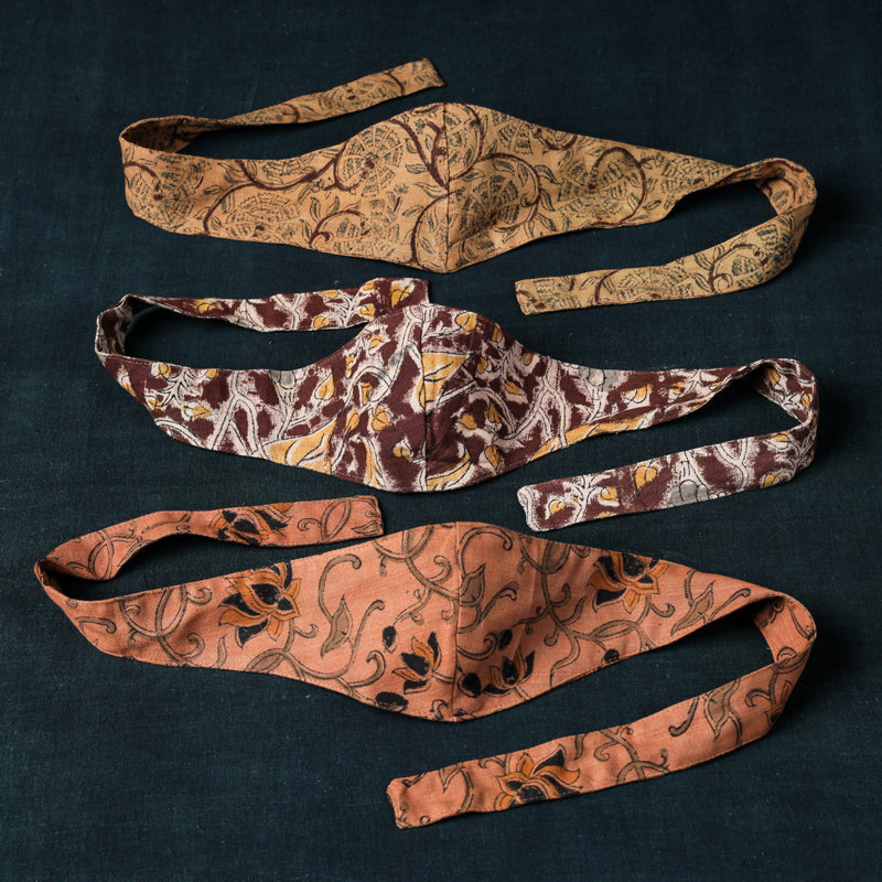 Bandana Head Wrap 3 Layer Kalamkari Cotton Fabric Unisex Face Cover Free Size