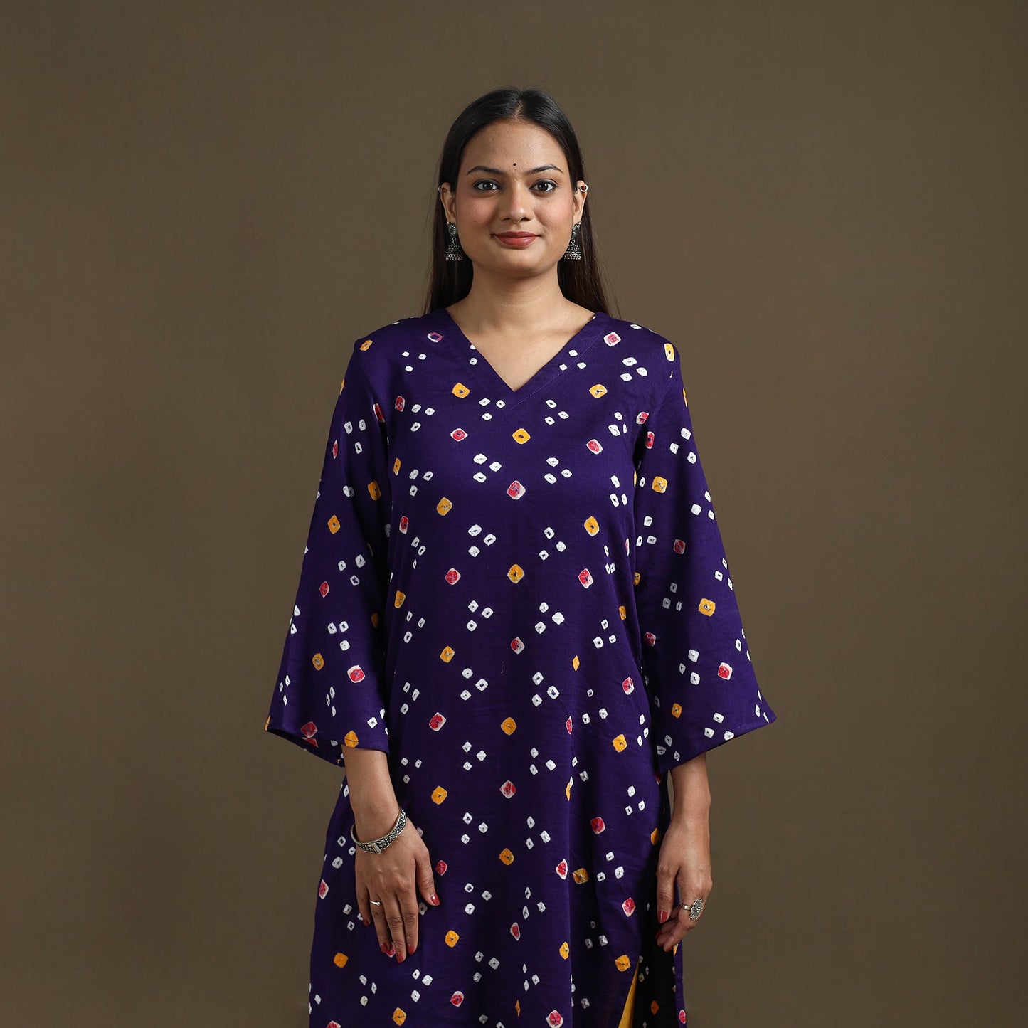 Bandhani tie-dye cotton straight kurta for women 06