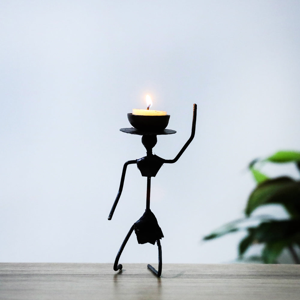 Bastar Tribal Wrought Iron Candle Stand Online in India