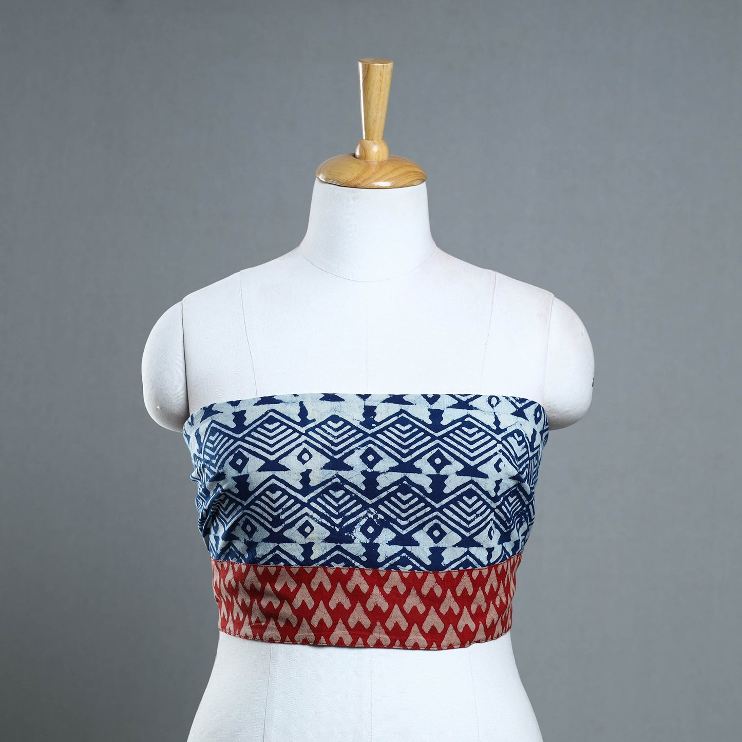Blue - cotton pipad blouse piece 133 - handcrafted