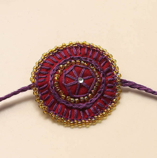 Beads & Thread Embroidered Reusable Rakhi