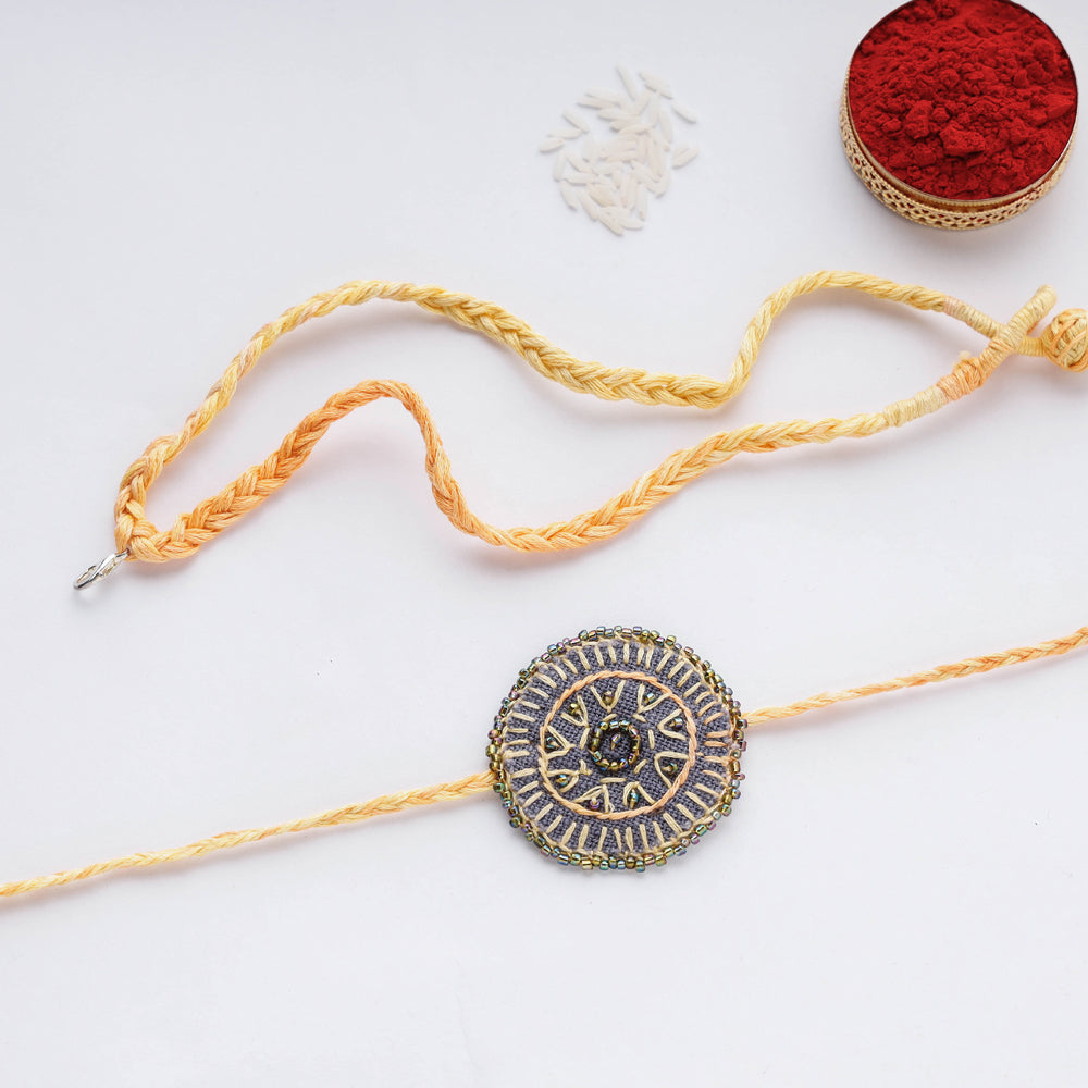 Handmade Beads & Thread Embroidered Reusable Rakhi by Neeli Titlee 67