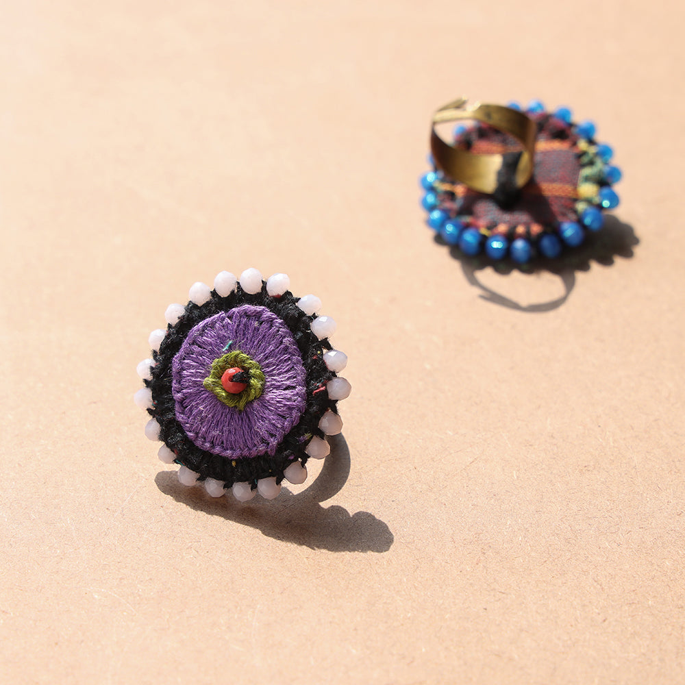 Embroidered Handmade Ring by Rangila Dhaga