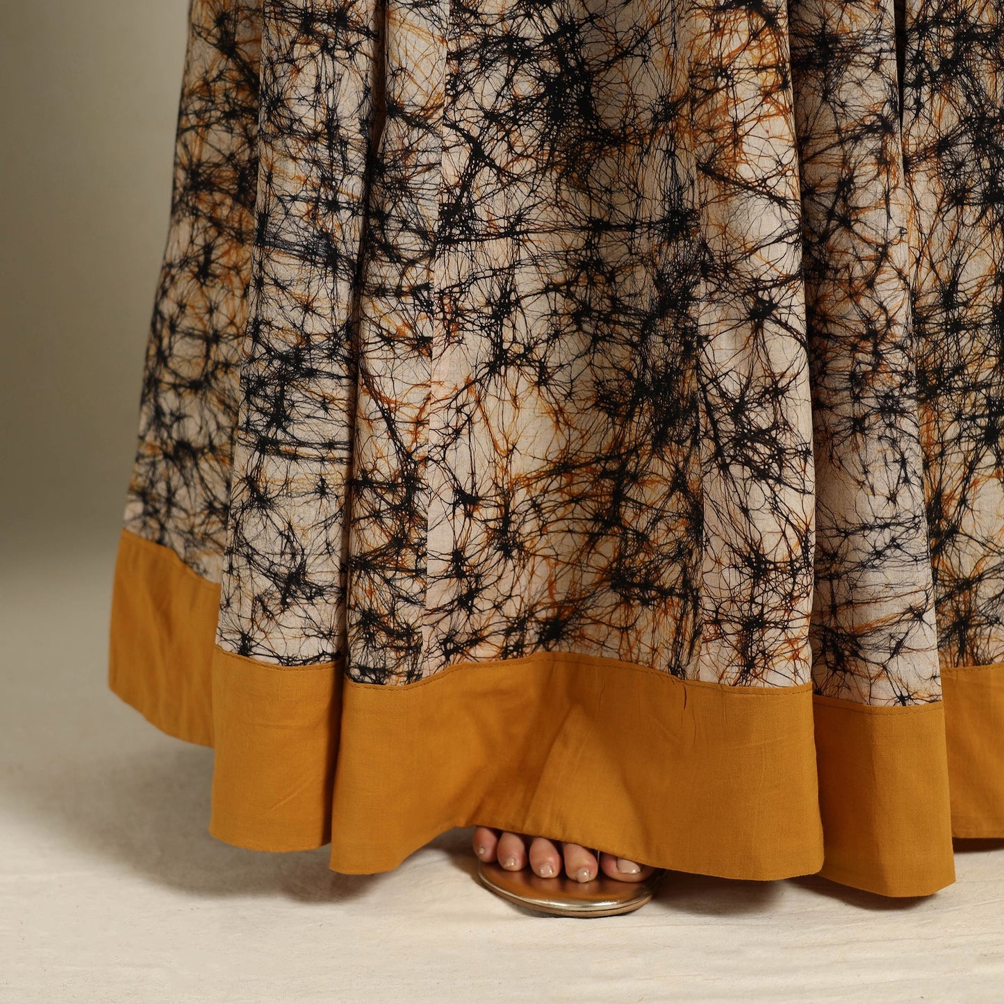 Buy 24 Kali Beige Patchwork Batik Print Cotton Long Skirt
