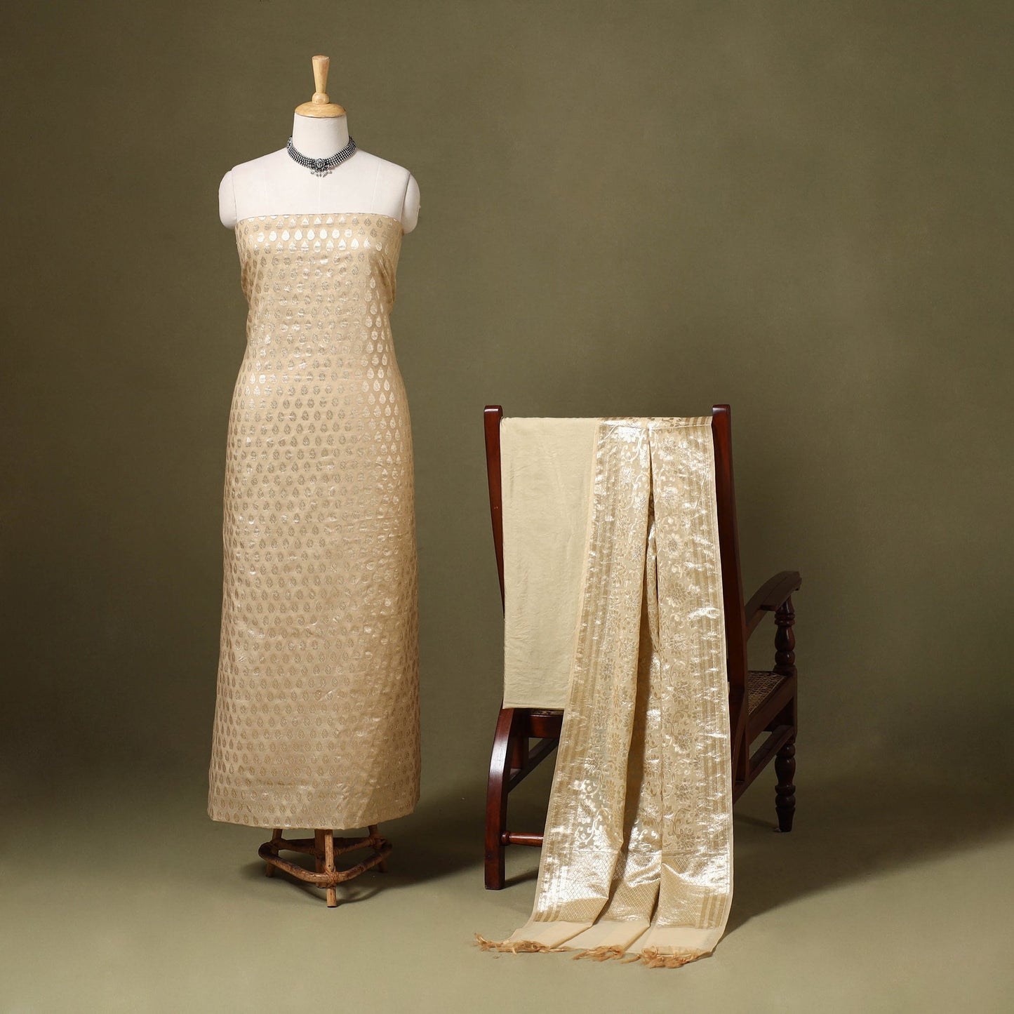 2pc Cotton x Viscose Zari Banarasi Dress Material