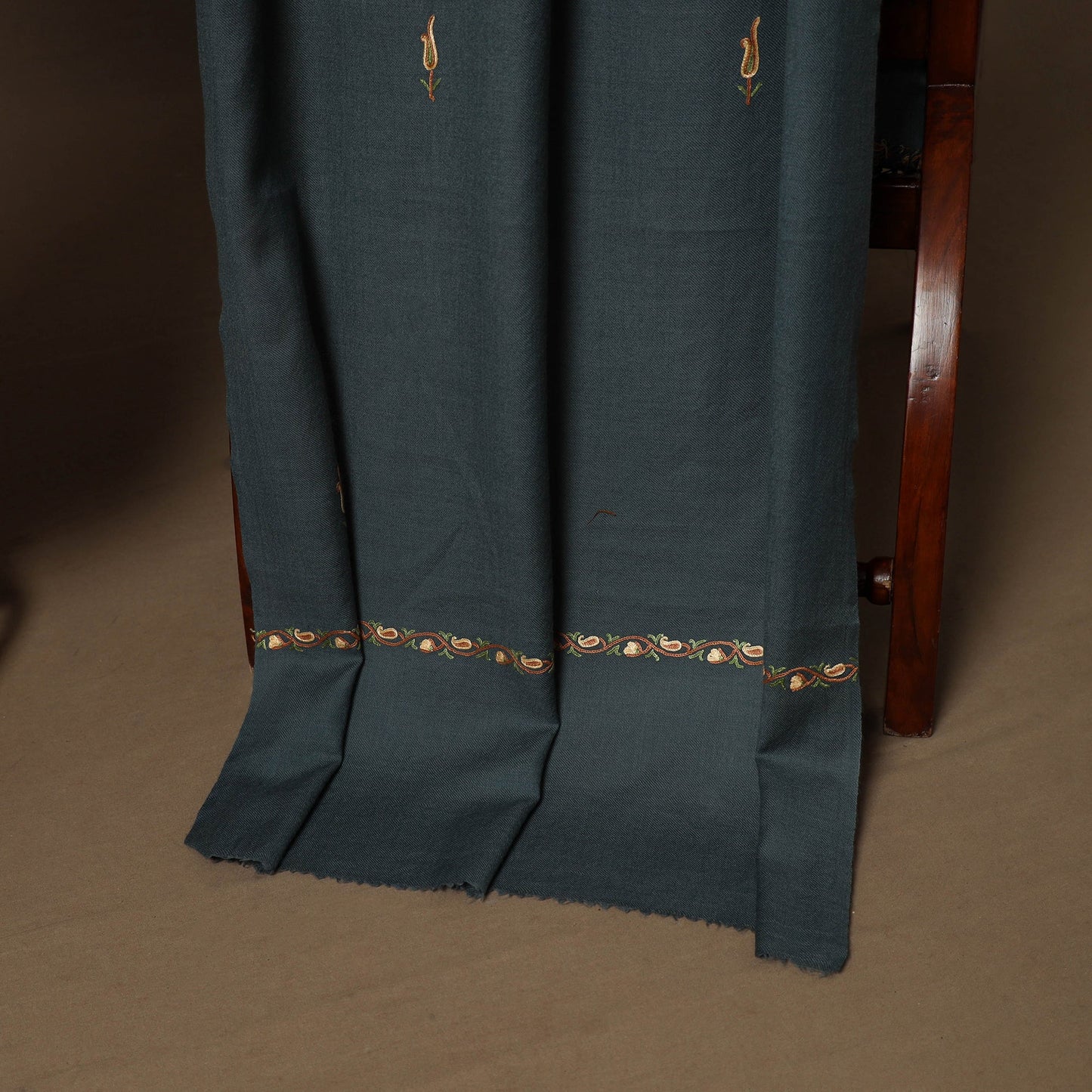 Beige - 3pc kashmiri merino wool unstitched heavy sozni