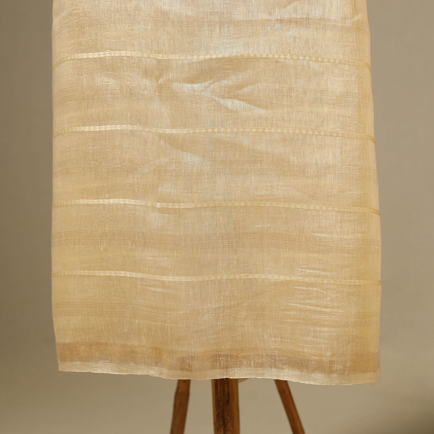 Beige 3pc Linen Silk Handloom Plain Dress Material