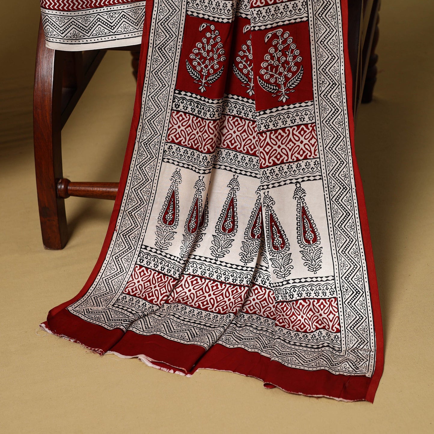 Beige - 3pc modal silk unstitched bagh dress material 26