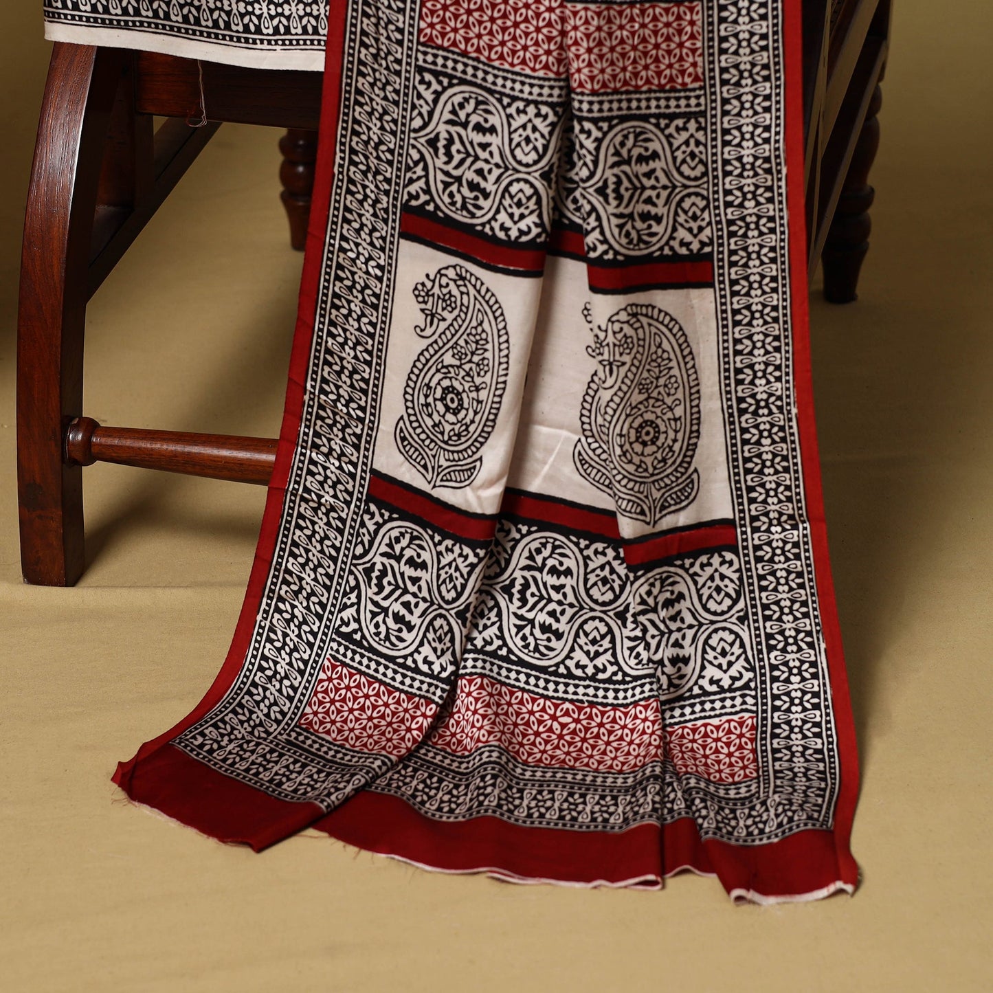 Beige - 3pc modal silk unstitched bagh dress material 31