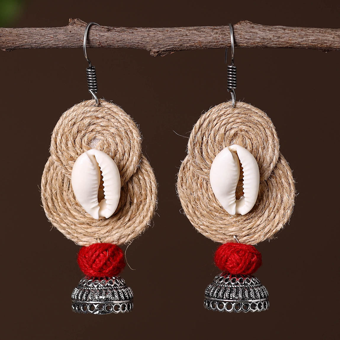 Nikhat German Silver Jute Jhumki Earrings