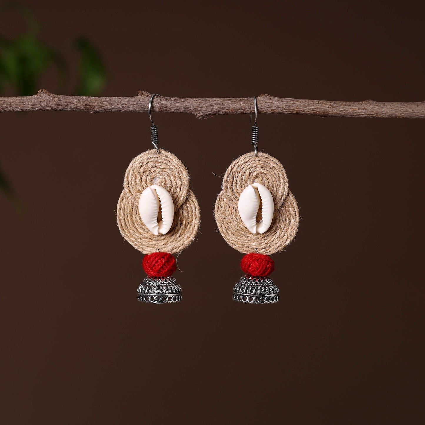 Nikhat German Silver Jute Jhumki Earrings