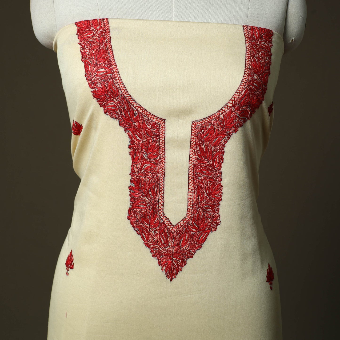 Aari hand embroidery cotton 2pc unstitched dress material