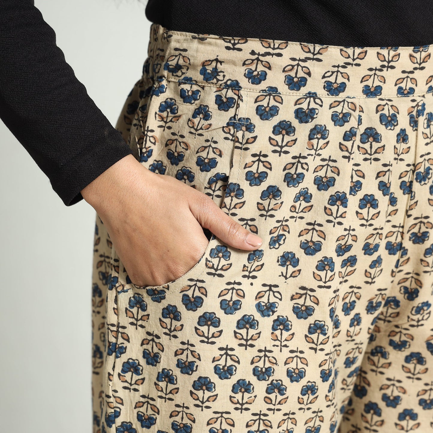 Buy Ajrakh Block Printed Cotton Elasticated Palazzo Online at iTokri.com
