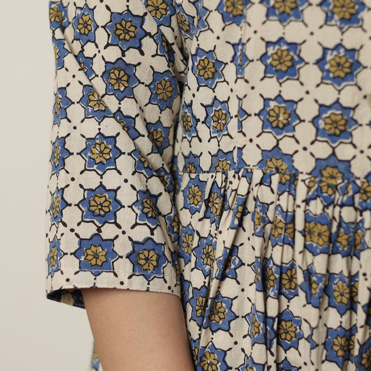 Ajrakh Block Printed Cotton Flared Kurta for Women