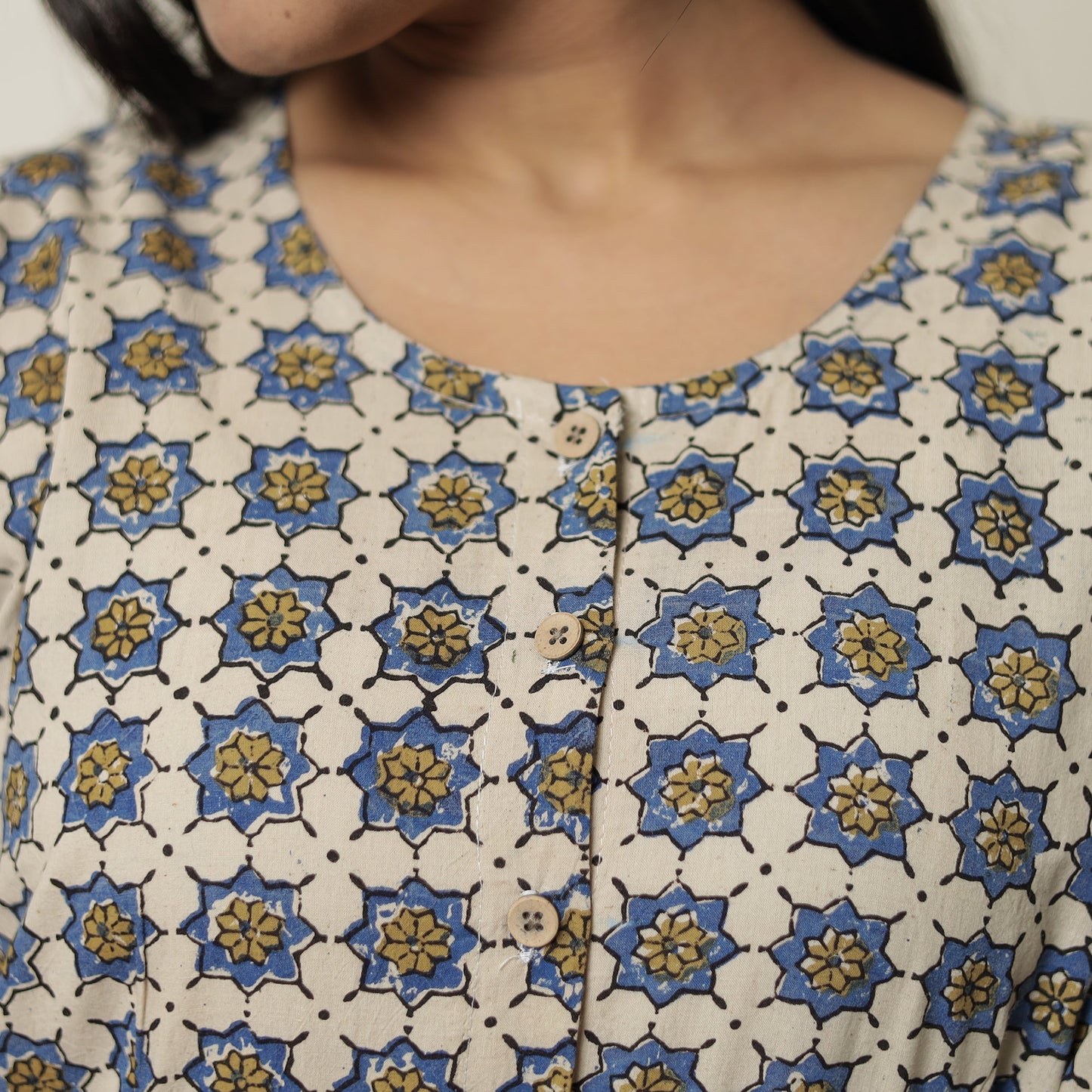 Ajrakh Block Printed Cotton Flared Kurta for Women
