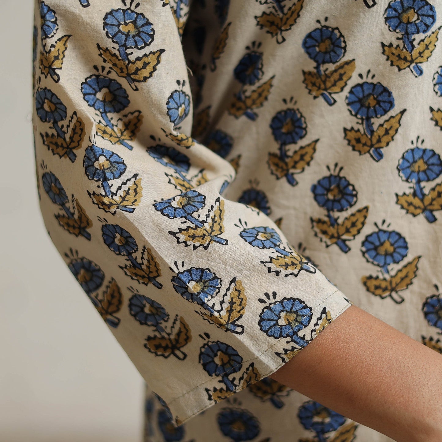 Ajrakh Block Print Cotton Long Straight Kurta for Women