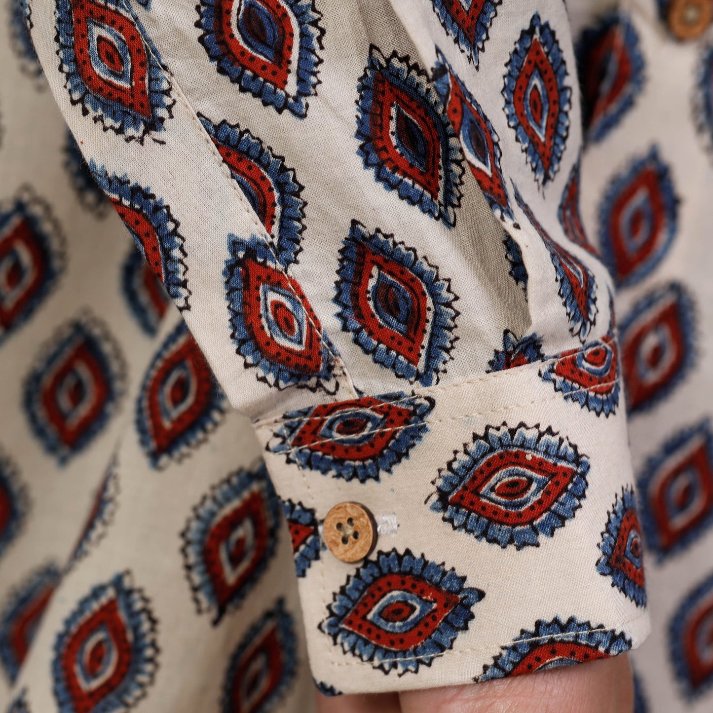 Buy Ajrakh Block Printed Cotton Men Full Sleeve Shirt Online at iTokri.com