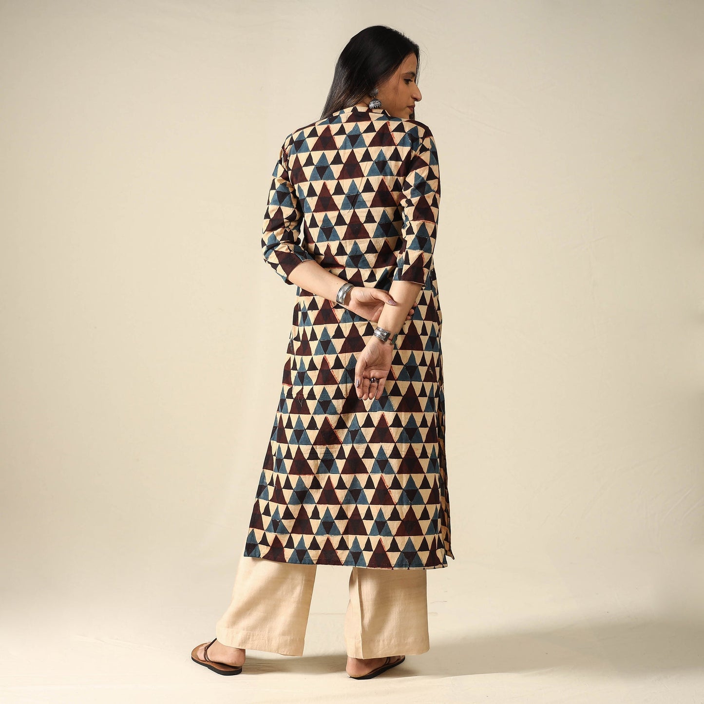 Ajrakh Block Printed Cotton Straight Kurta for Women