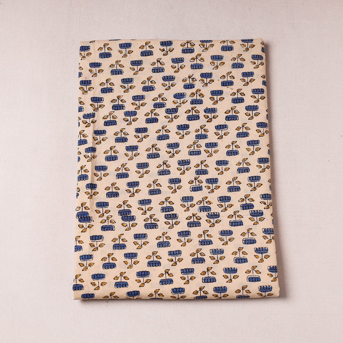 Beige Ajrakh Hand Block Printing Cotton Precut Fabric