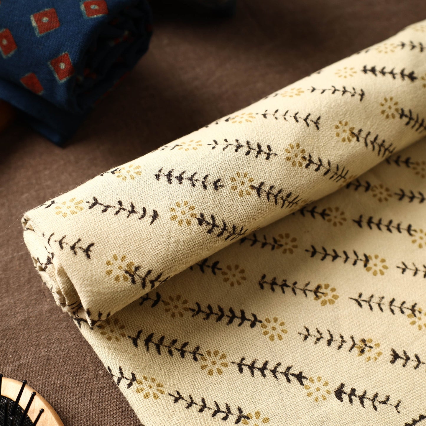 Beige Akola Block Printed Pure Handloom Cotton Towel
