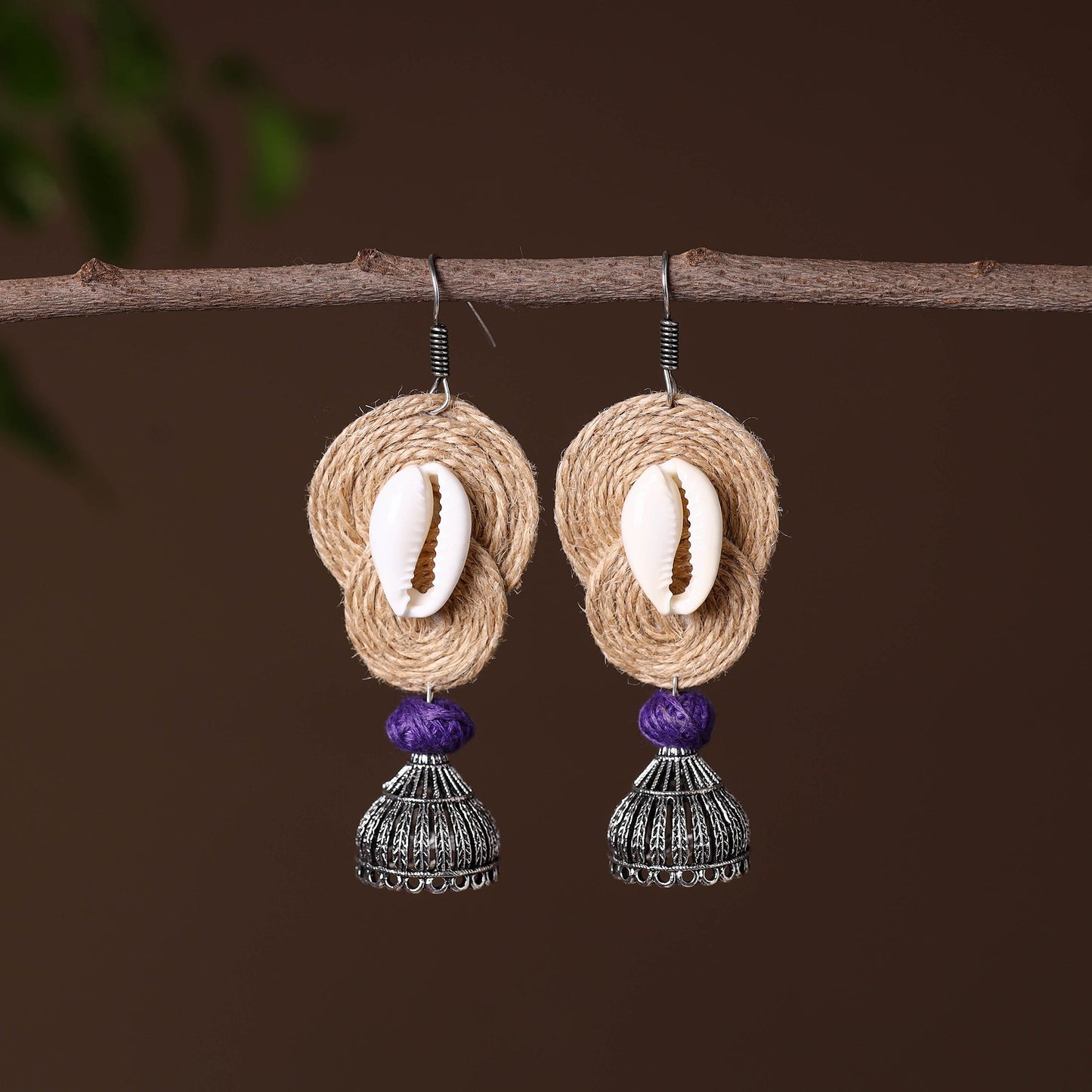 Nikhat German Silver Jute Jhumki Earrings