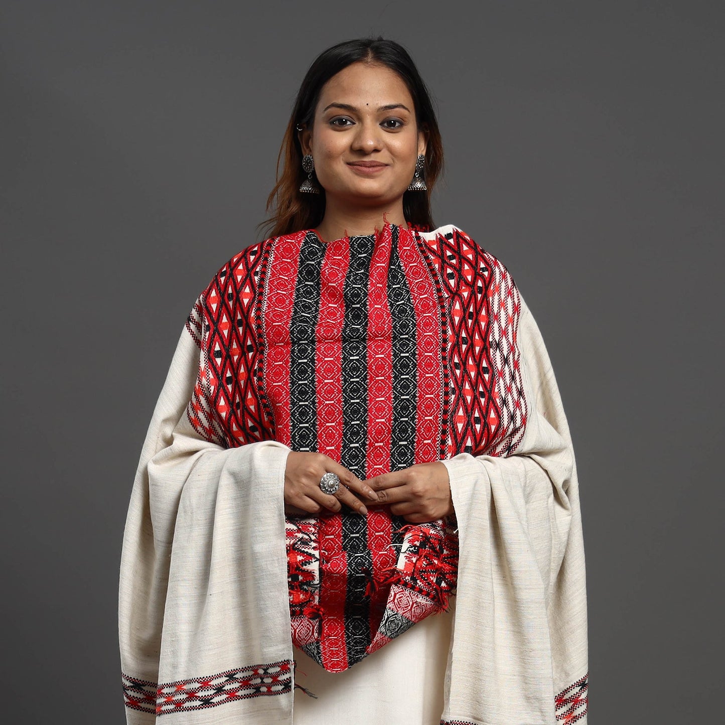 Assamese Gero Design Mising Eri Silk Handloom Shawl cum Stole