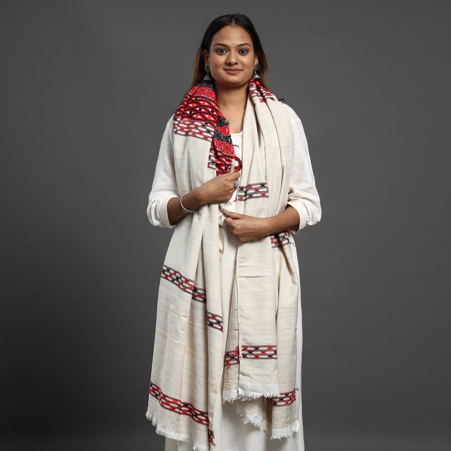 Assamese Gero Design Mising Eri Silk Handloom Shawl cum Stole