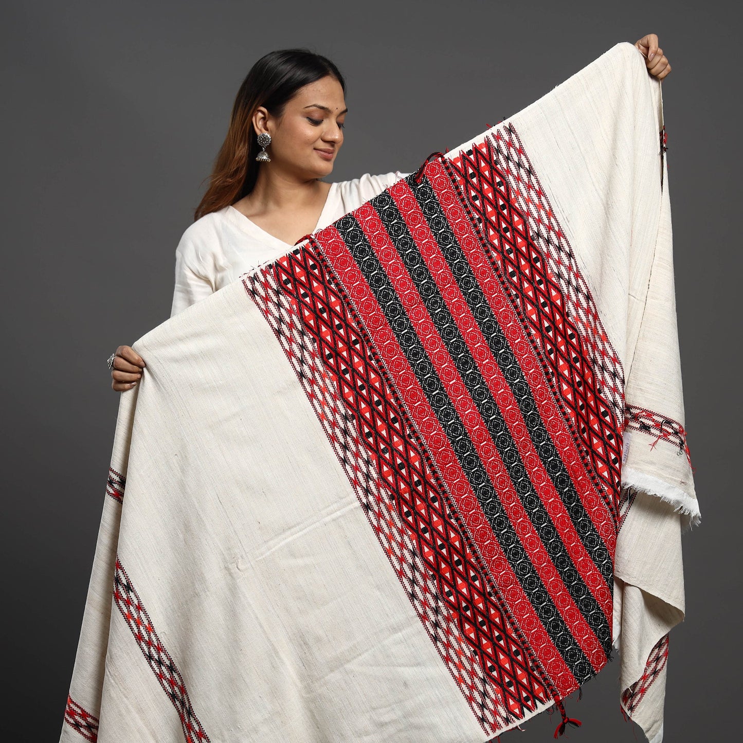 Assamese Gero Design Mising Eri Silk Handloom Shawl cum Stole
