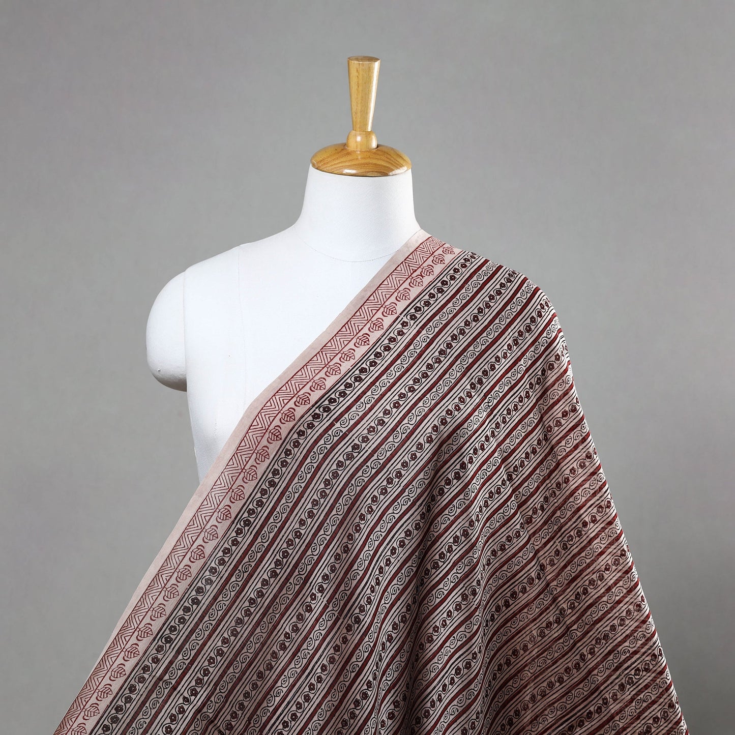 Red Chanderi Silk Bagh Print Fabric