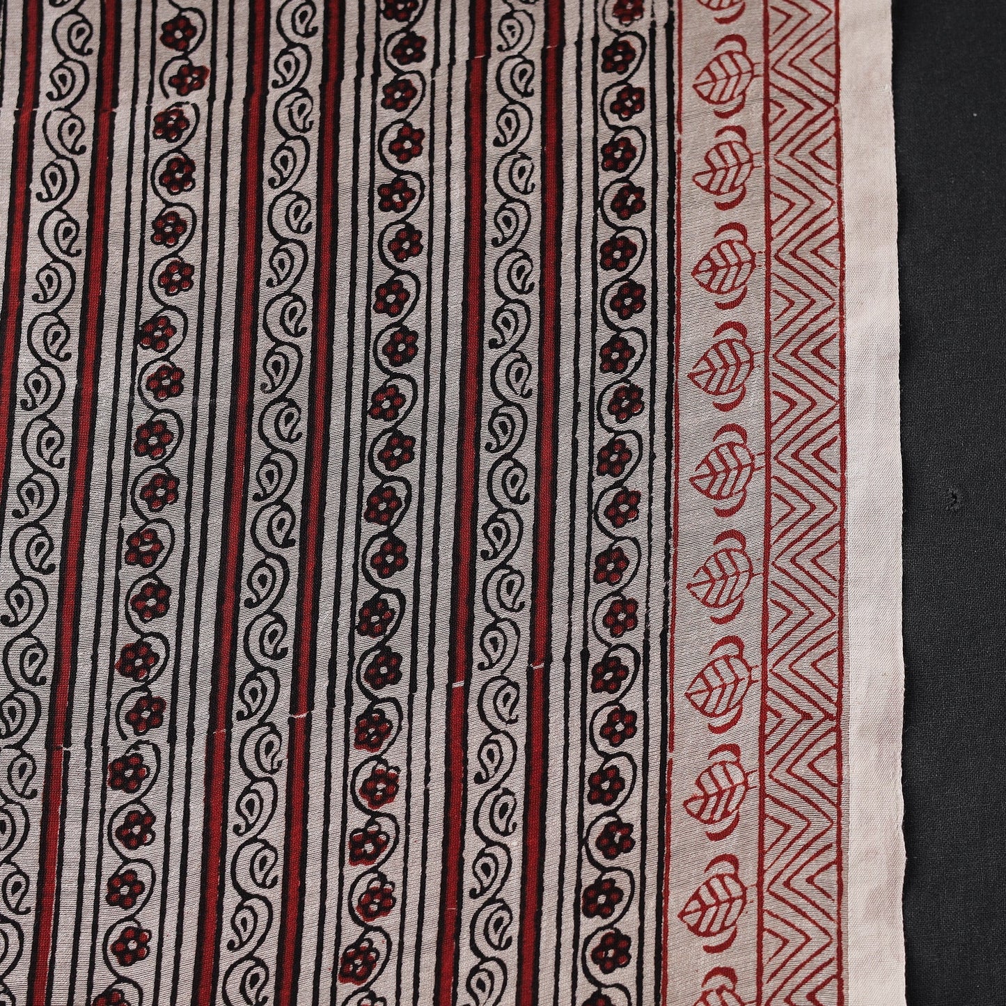 Red Chanderi Silk Bagh Print Fabric