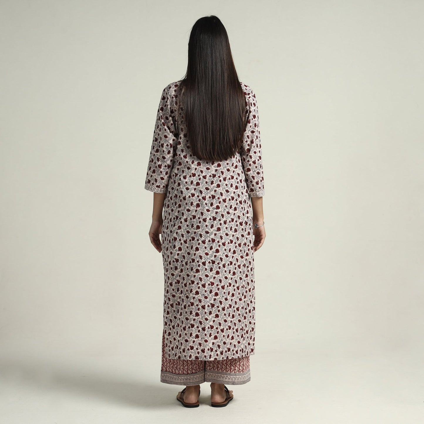 Bagh Block Printed Cotton Kurta with Palazzo & Dupatta Set 02