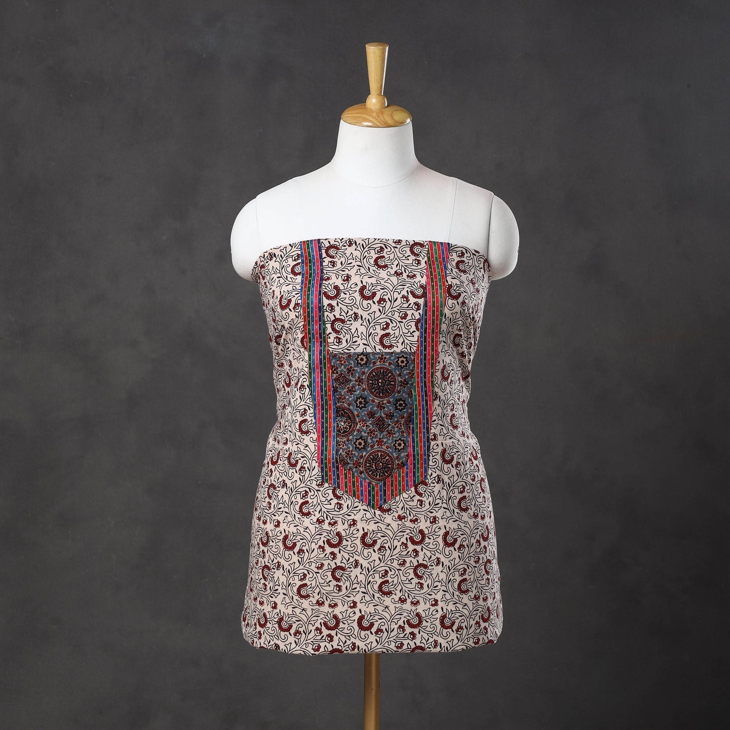 Beige - bagh cotton unstitched kurta material