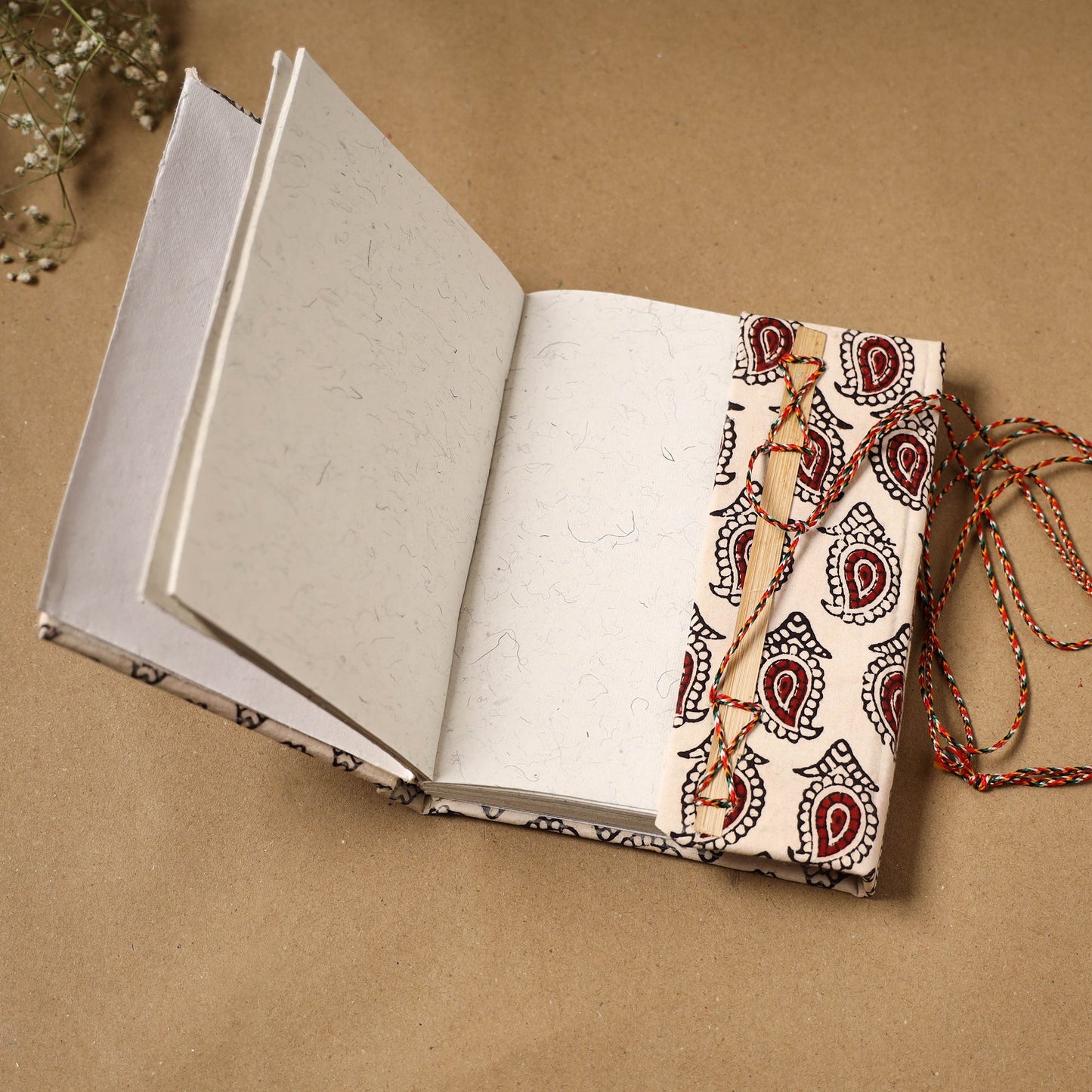 Bagh fabric cover handmade paper notebook with thread lock
