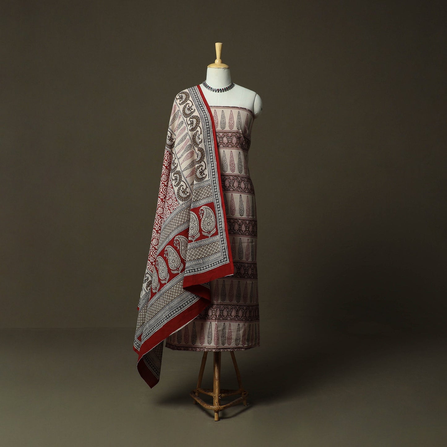 Bagh hand block print natural dyed cotton 3pc unstitched