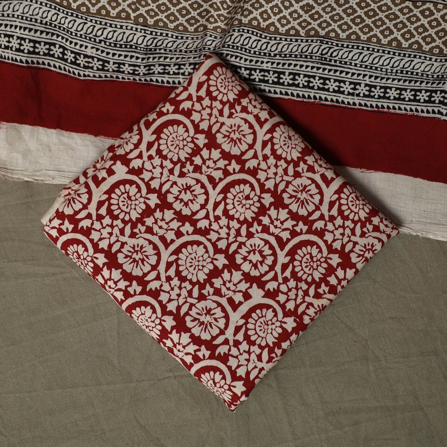 Bagh hand block print natural dyed cotton 3pc unstitched