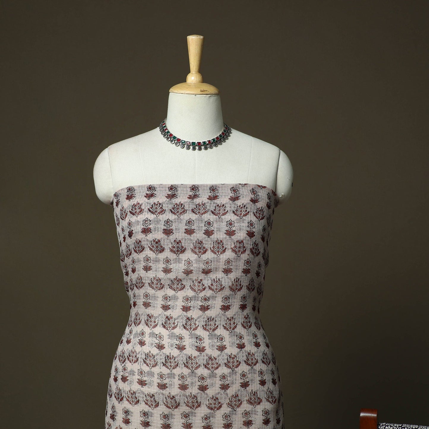 Bagh hand block print natural dyed kota doria cotton 3pc