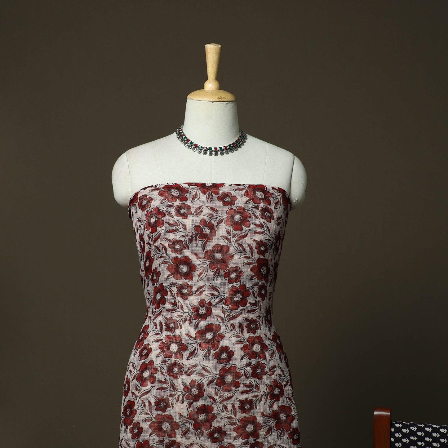 Bagh hand block print natural dyed kota doria cotton 3pc