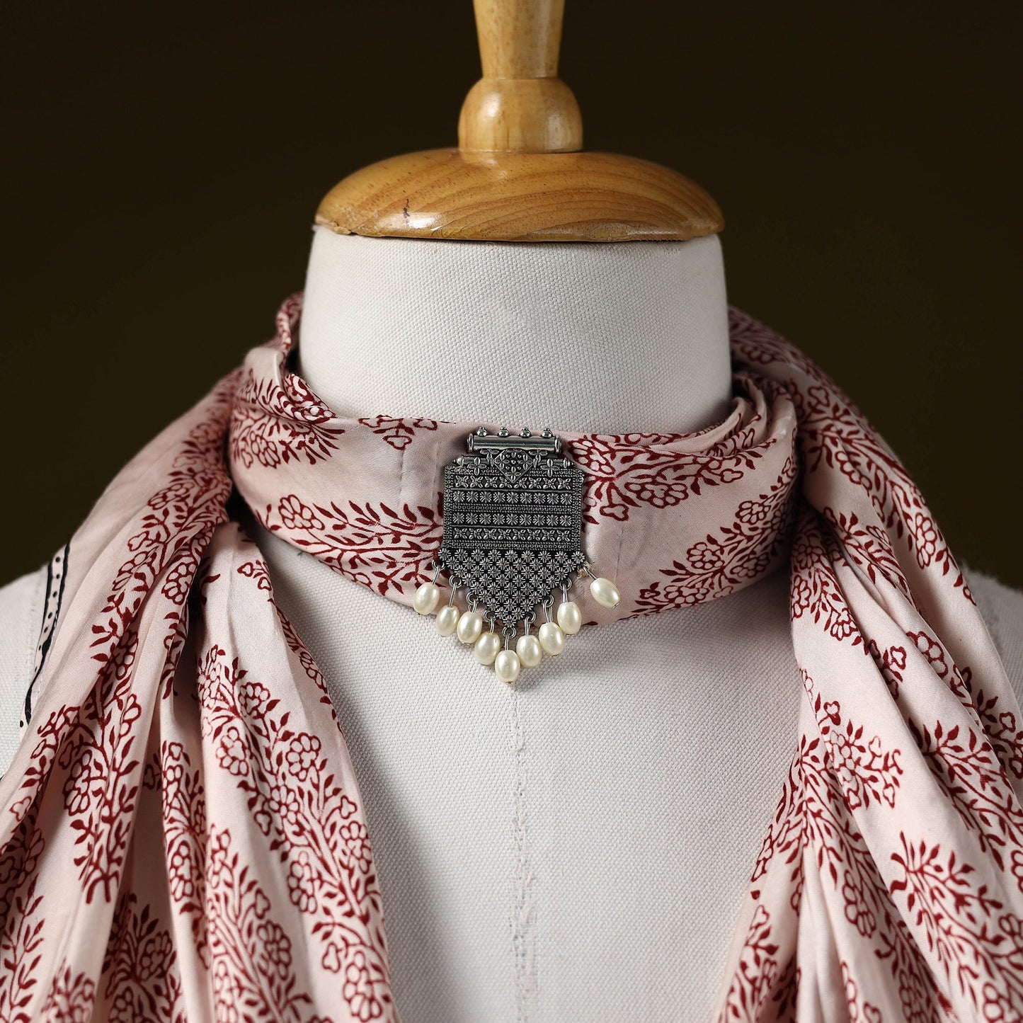 Bagh modal silk pendant necklace scarf 87 - handcrafted