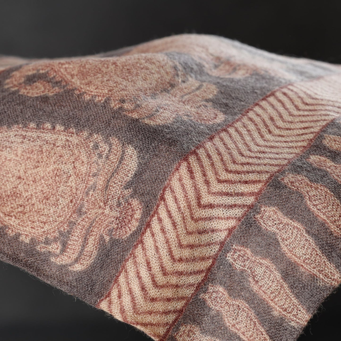 Bagh Block Printed Natural Dyed Woolen Muffler (61 in)