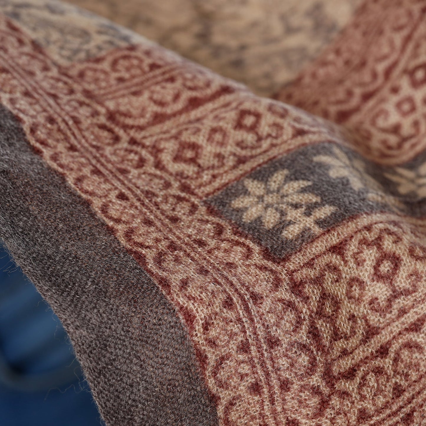 Bagh Block Printed Natural Dyed Woolen Muffler (61 in)