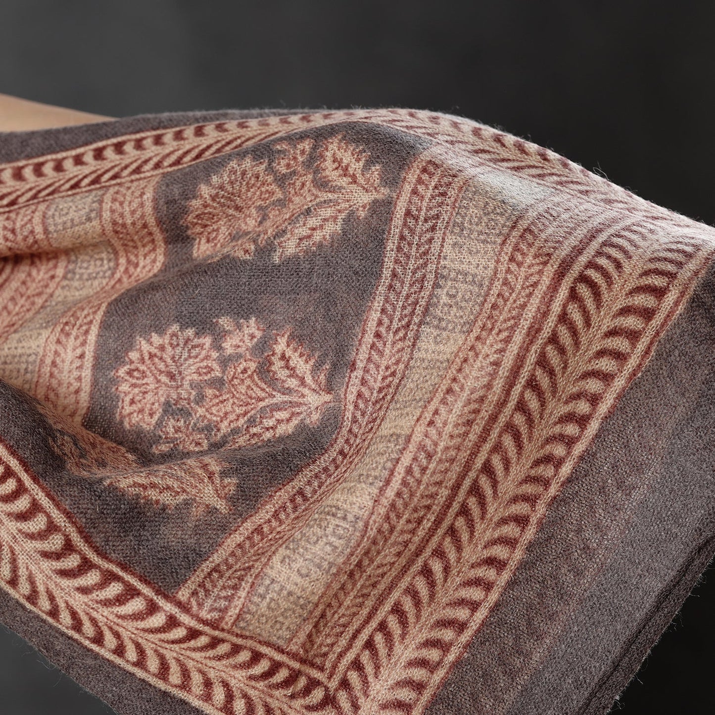 Bagh Block Printed Natural Dyed Woolen Muffler (61 in)