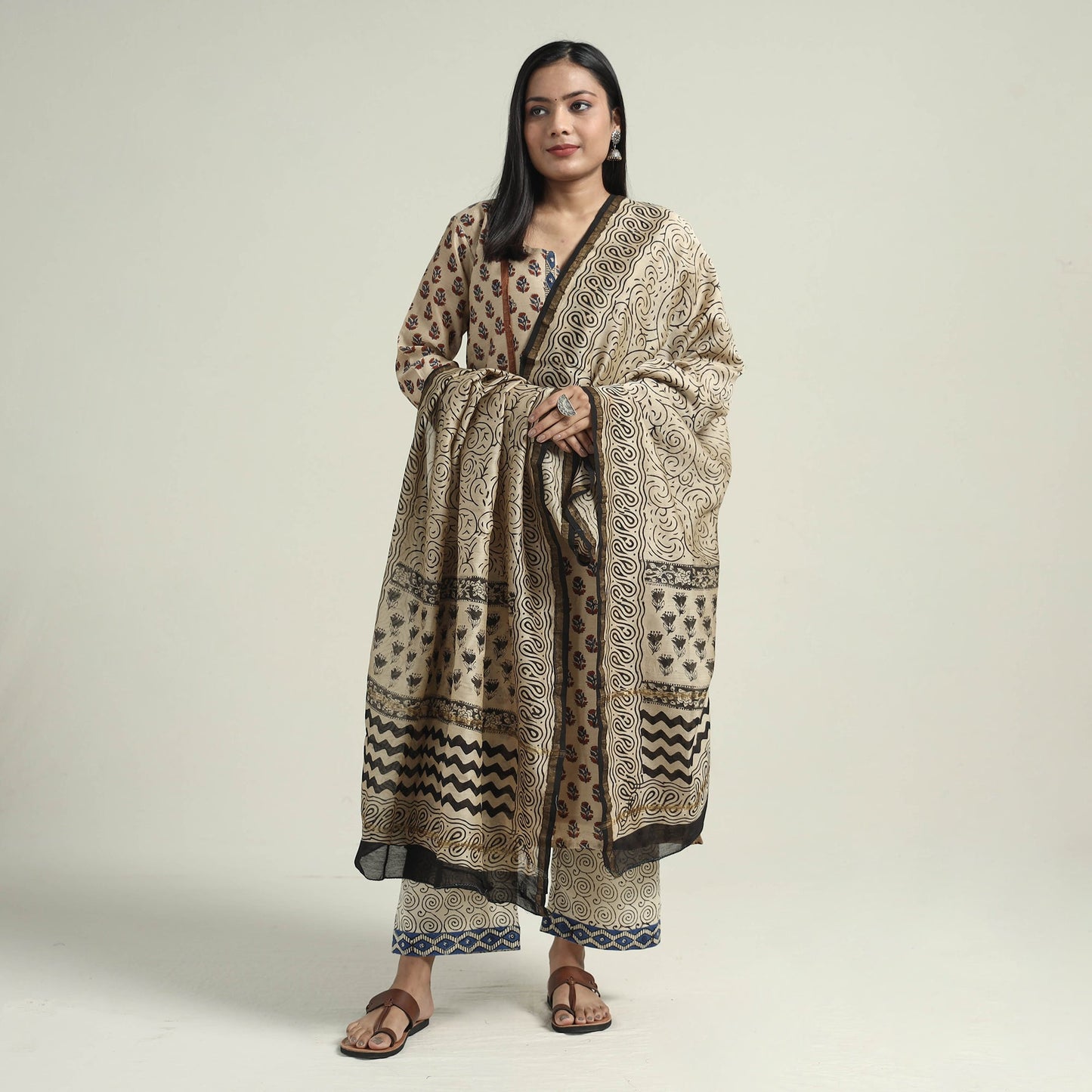 Bagru Kurta with Palazzo & Dupatta Set