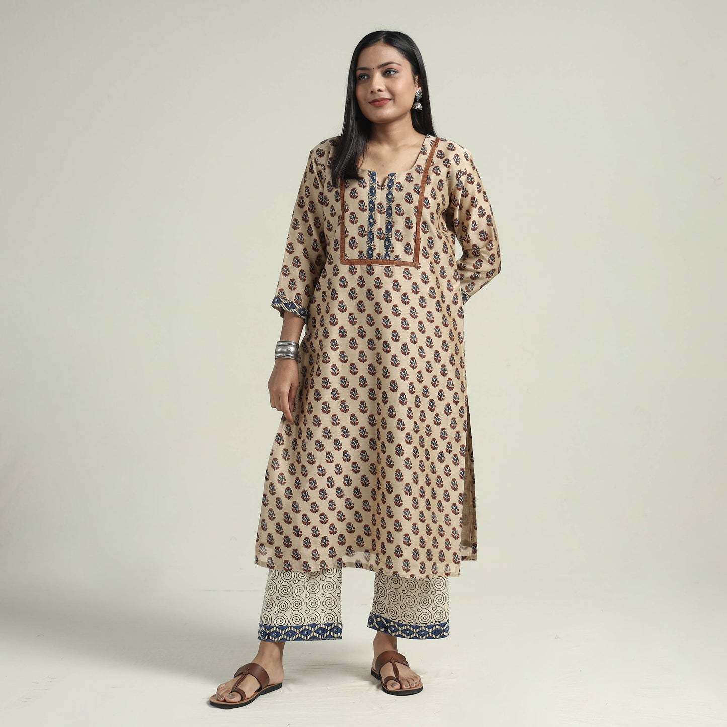 Bagru Kurta with Palazzo & Dupatta Set