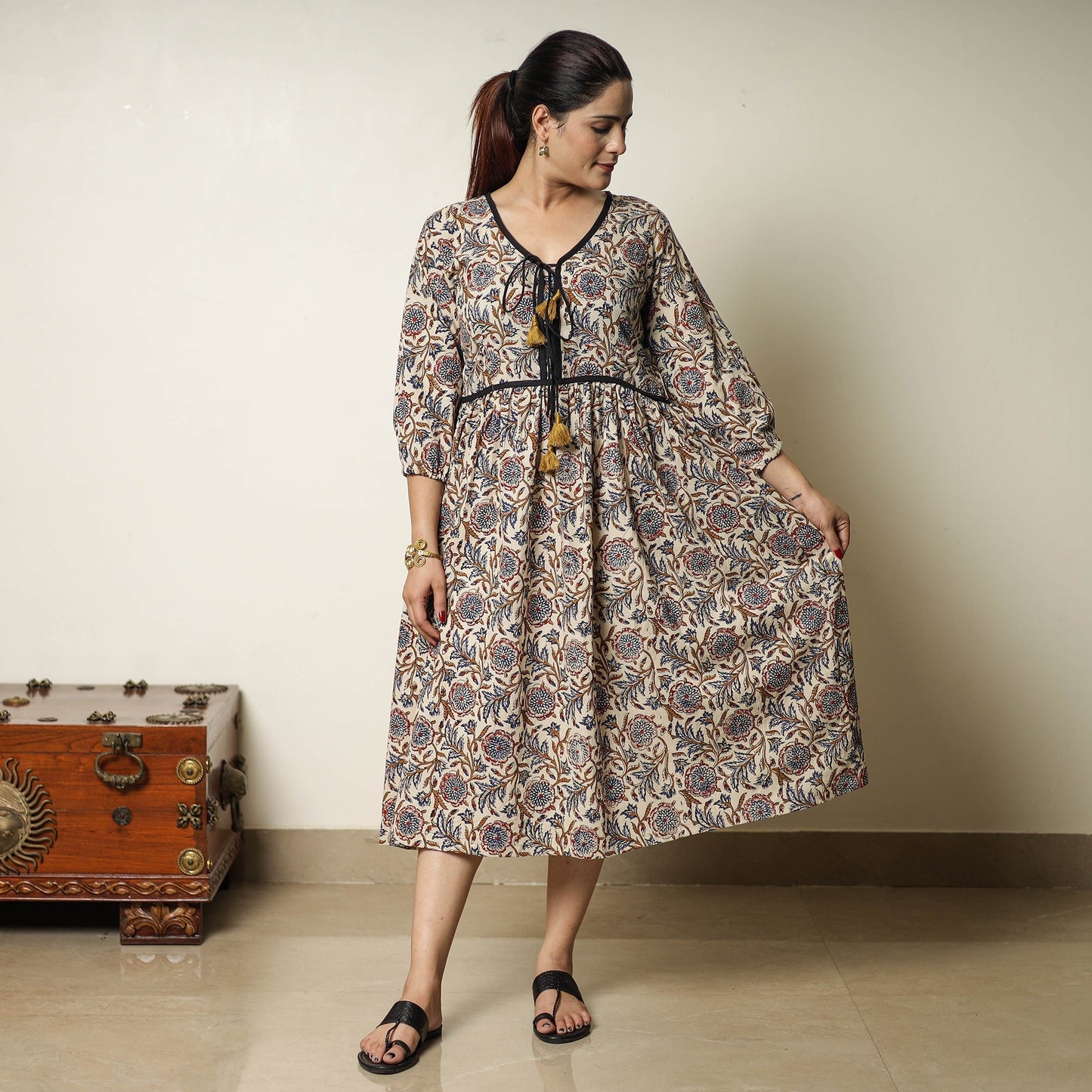 Bagru Block Printed Cotton Flared Dress 18