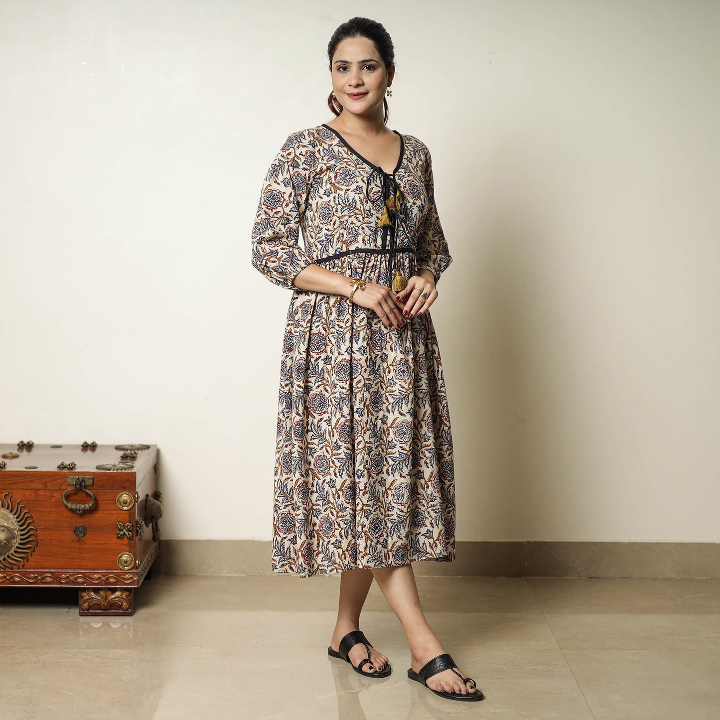 Bagru Block Printed Cotton Flared Dress 18